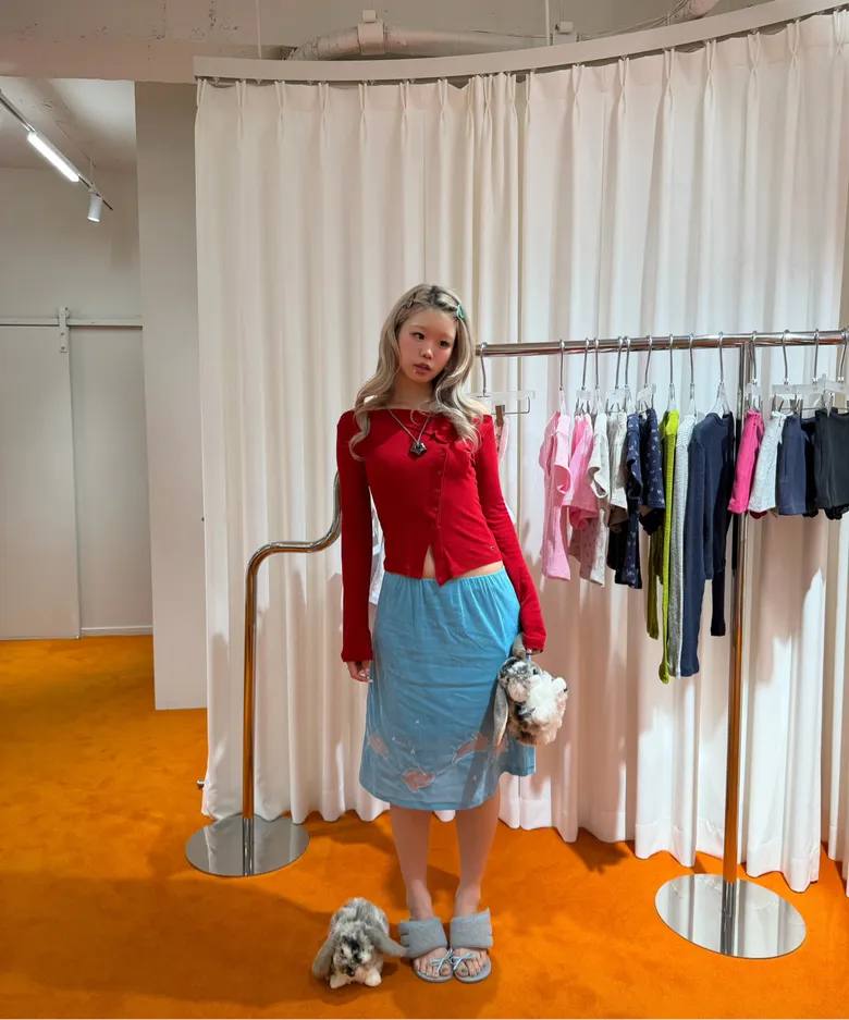 【CRANK】LUCKY BUNNY SKIRT [ purple / blue / camel ]