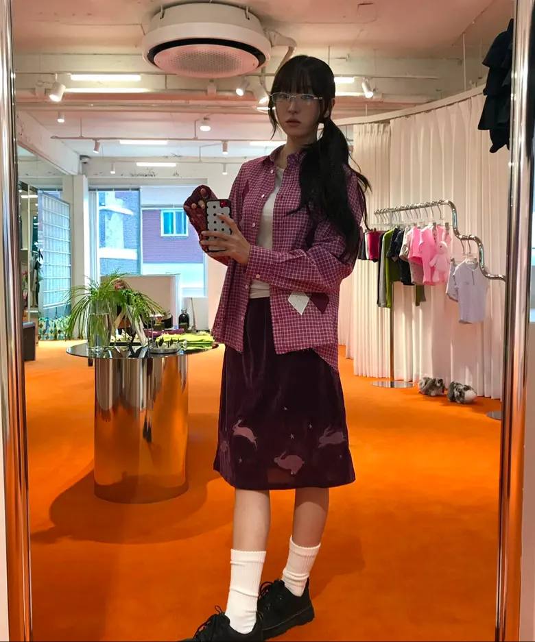 【CRANK】LUCKY BUNNY SKIRT [ purple / blue / camel ]