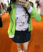 【CRANK】TATTOO LAYERED TOP [ ivory / blue / pink ]