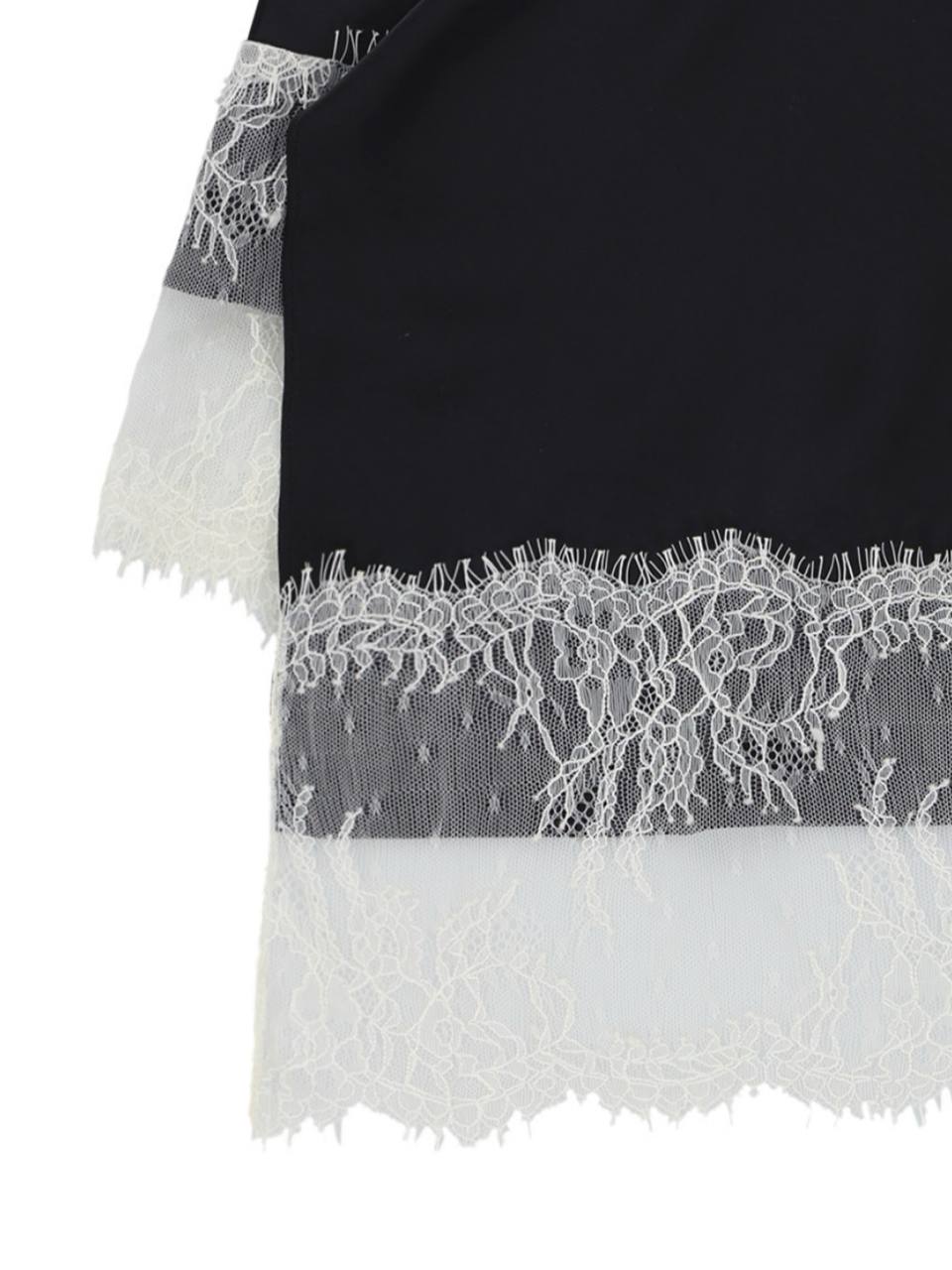 【kijun】SATIN LACE MIDI SKIRT [Black / Charcoal]