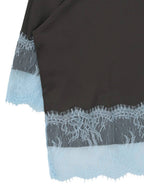 【kijun】SATIN LACE MIDI SKIRT [Black / Charcoal]