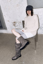【KHIHO】NODE STUD BOOTS [ Black / Grey ]