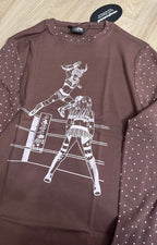 【niceghostclub】  wrestling star tee [ grey / brown ]