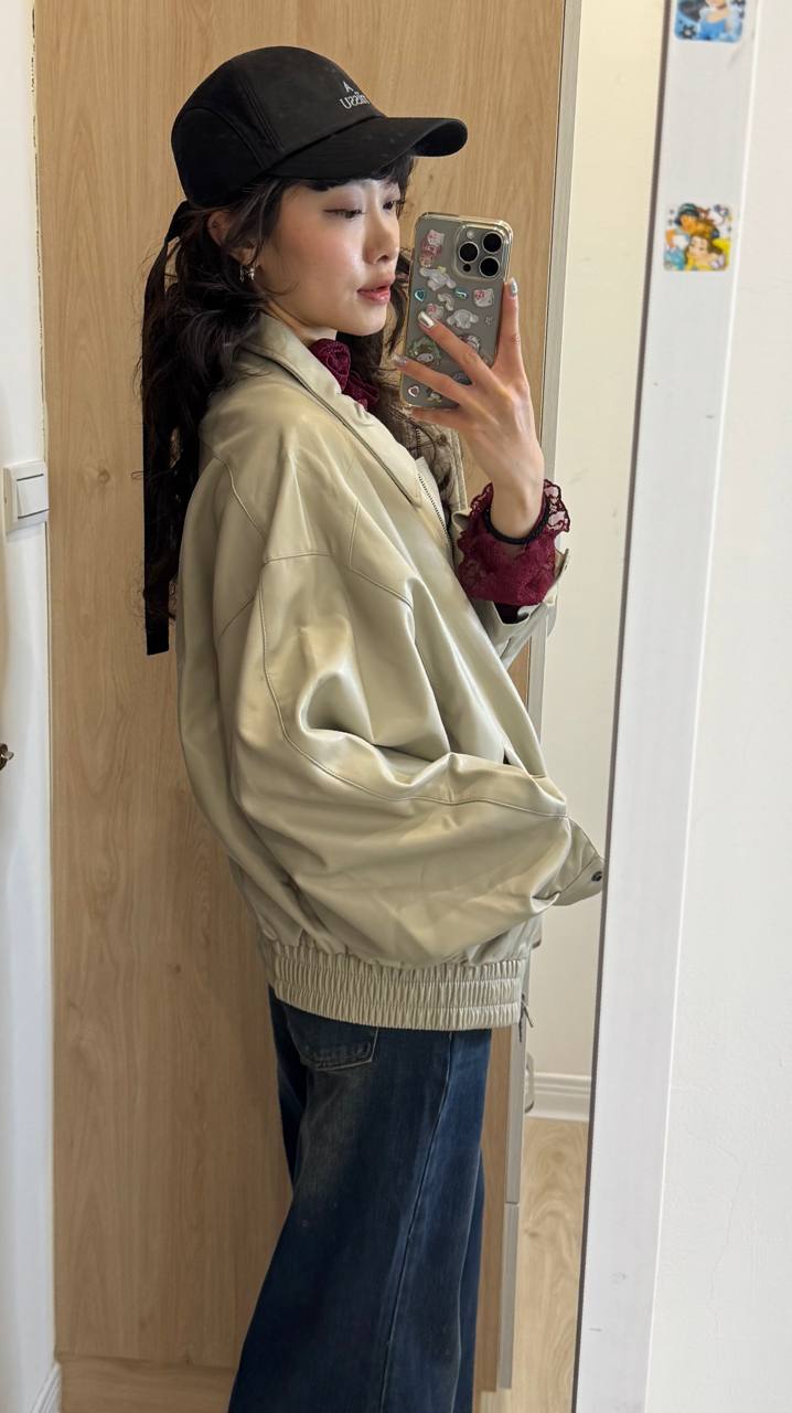 翻領雙拉鏈皮外套