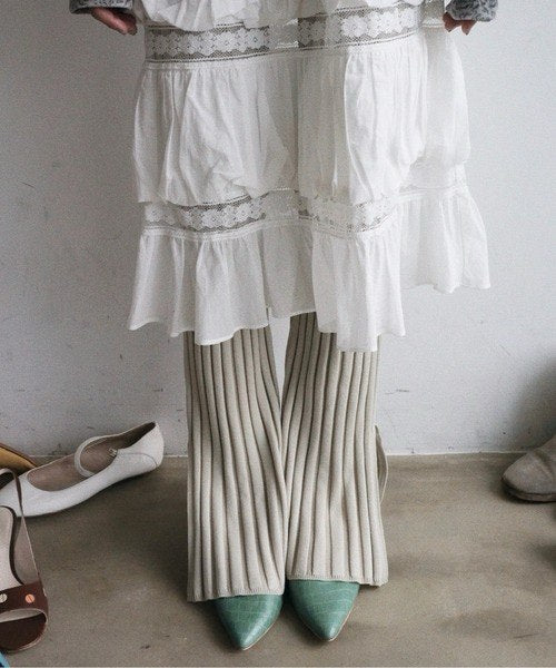 【musubore】粗羅紋反折喇叭長褲 - 2 colors