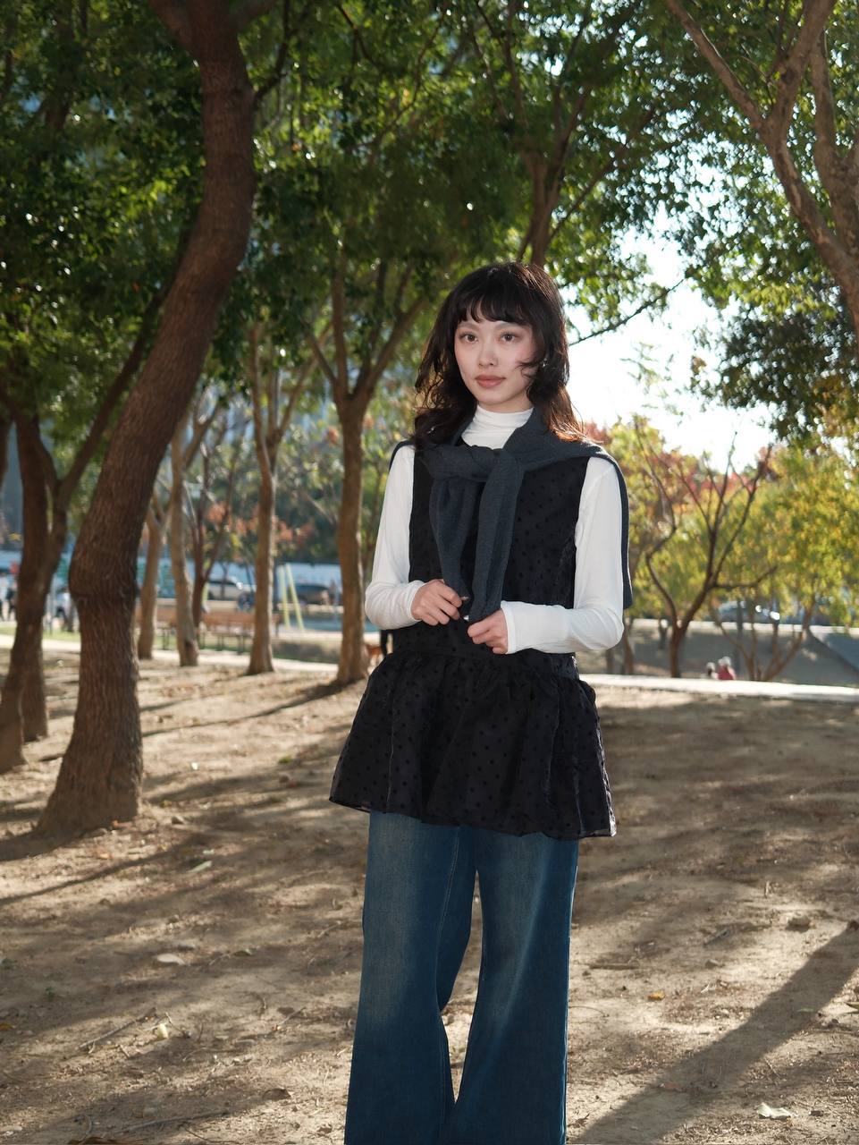 圓點薄紗背心裙