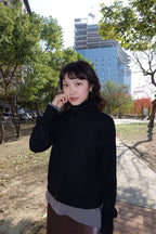 3way高領排扣柔軟針織上衣