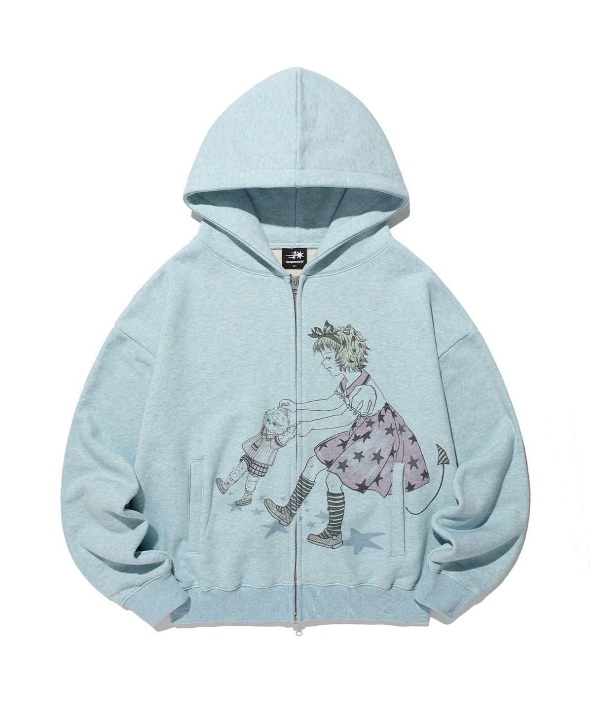 【niceghostclub】hand in hand hoodie zip up [ blue / grey ]
