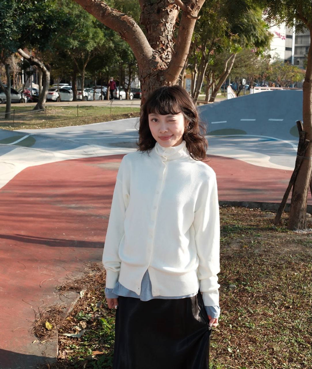 3way高領排扣柔軟針織上衣