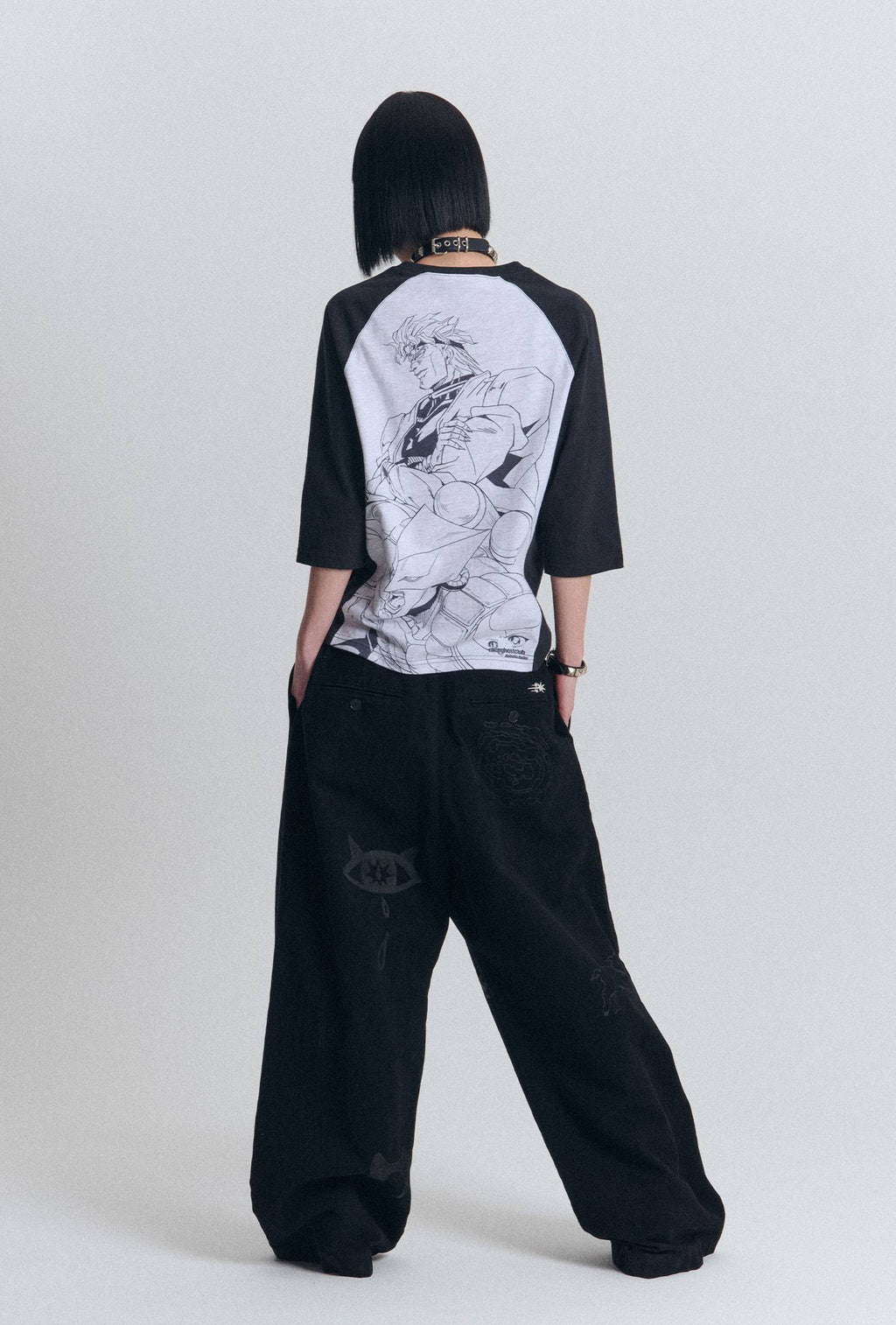 【niceghostclub】jojo's stardust crusaders 3/4 sleeve tee [ black ]