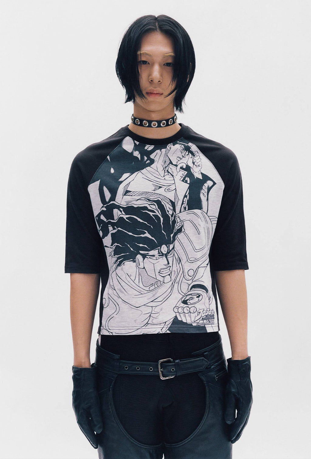 【niceghostclub】jojo's stardust crusaders 3/4 sleeve tee [ black ]