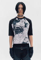 【niceghostclub】jojo's stardust crusaders 3/4 sleeve tee [ black ]
