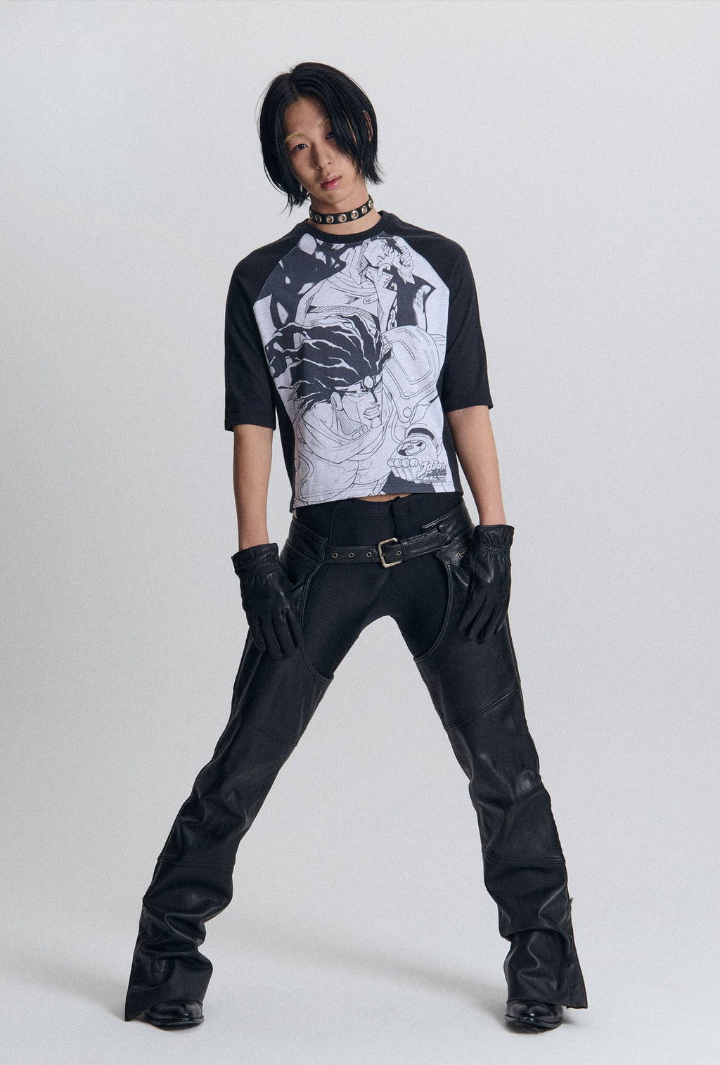 【niceghostclub】jojo's stardust crusaders 3/4 sleeve tee [ black ]