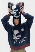 【niceghostclub】jojo's stardust crusaders iggy knit [ navy ]