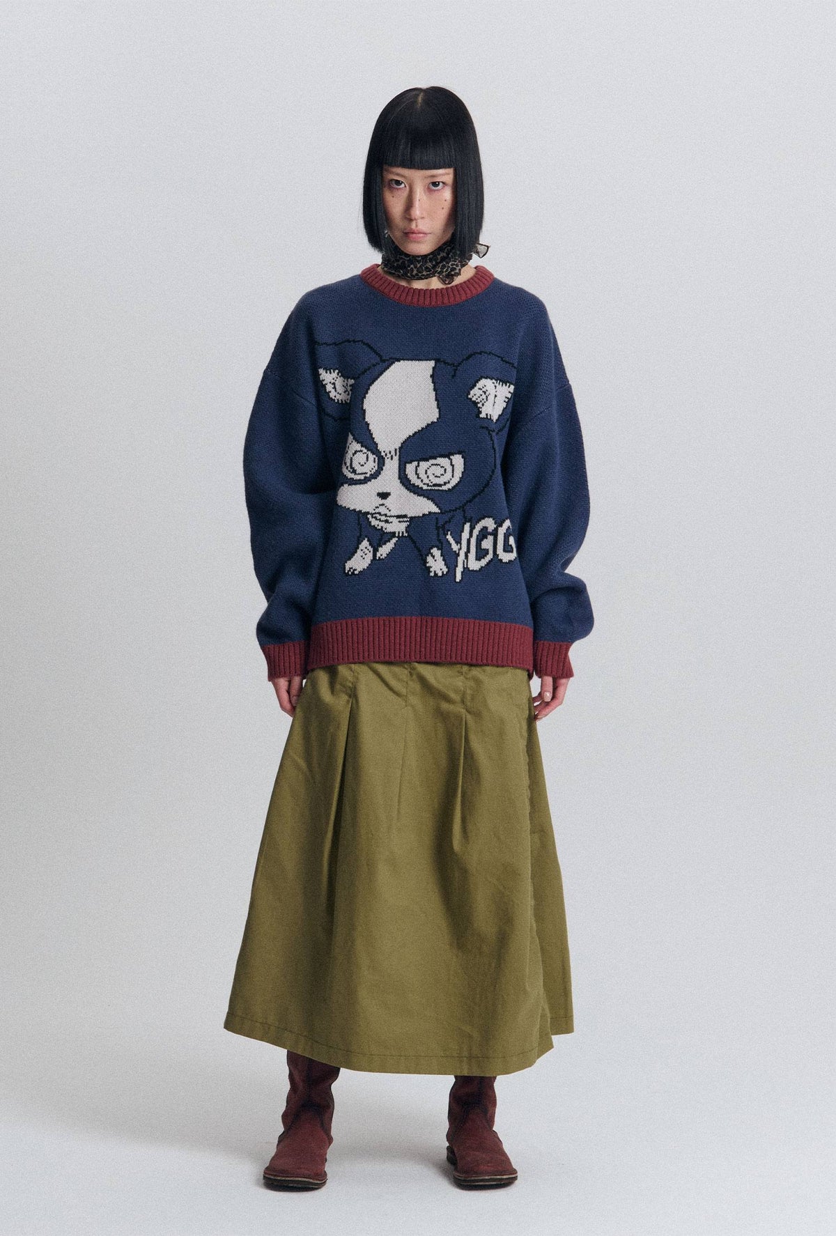 【niceghostclub】jojo's stardust crusaders iggy knit [ navy ]