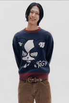 【niceghostclub】jojo's stardust crusaders iggy knit [ navy ]