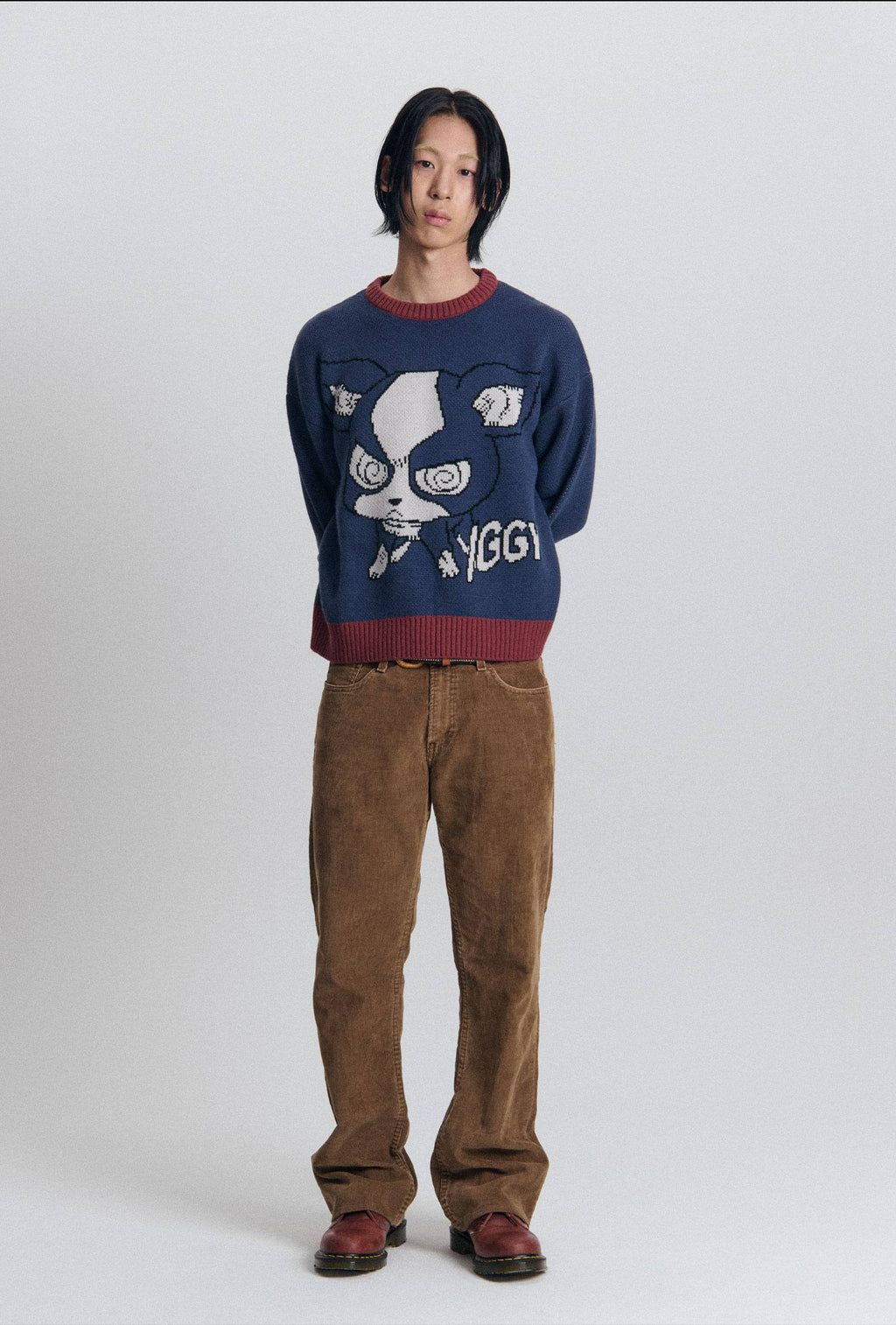【niceghostclub】jojo's stardust crusaders iggy knit [ navy ]