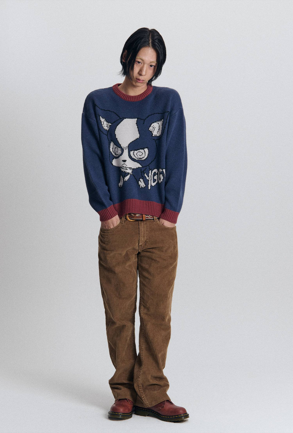 【niceghostclub】jojo's stardust crusaders iggy knit [ navy ]