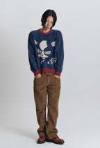 【niceghostclub】jojo's stardust crusaders iggy knit [ navy ]