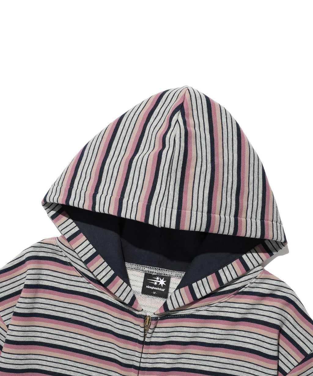 【niceghostclub】stripe 3star hoodie zip up [ pink / green ]