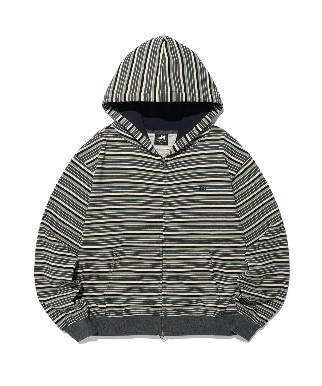 【niceghostclub】stripe 3star hoodie zip up [ pink / green ]