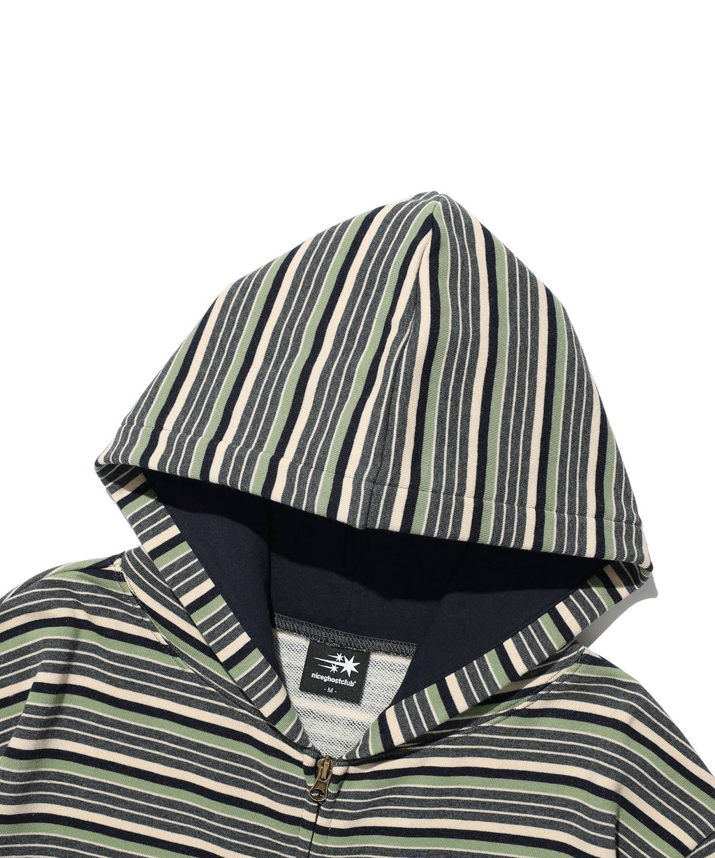 【niceghostclub】stripe 3star hoodie zip up [ pink / green ]