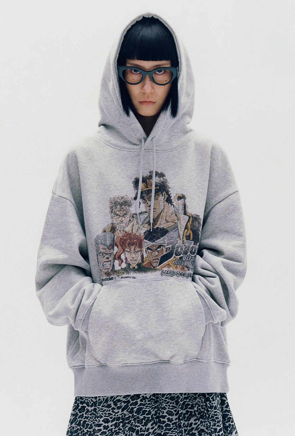 【niceghostclub】jojo's stardust crusaders hoodie [ gray ]