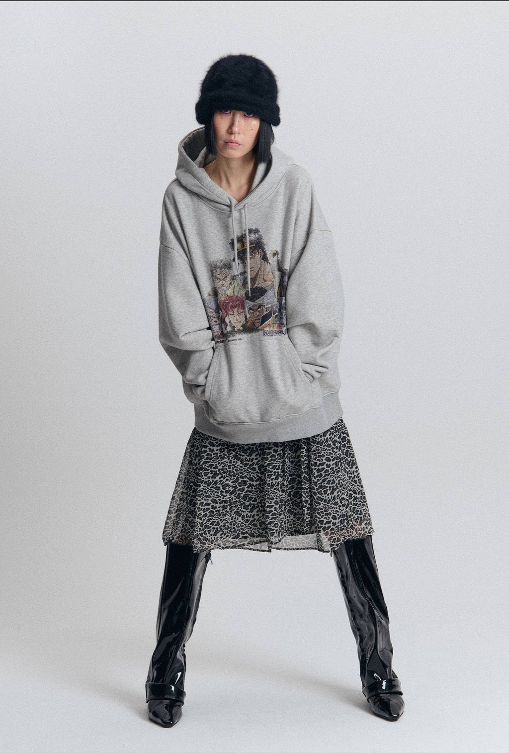 【niceghostclub】jojo's stardust crusaders hoodie [ gray ]