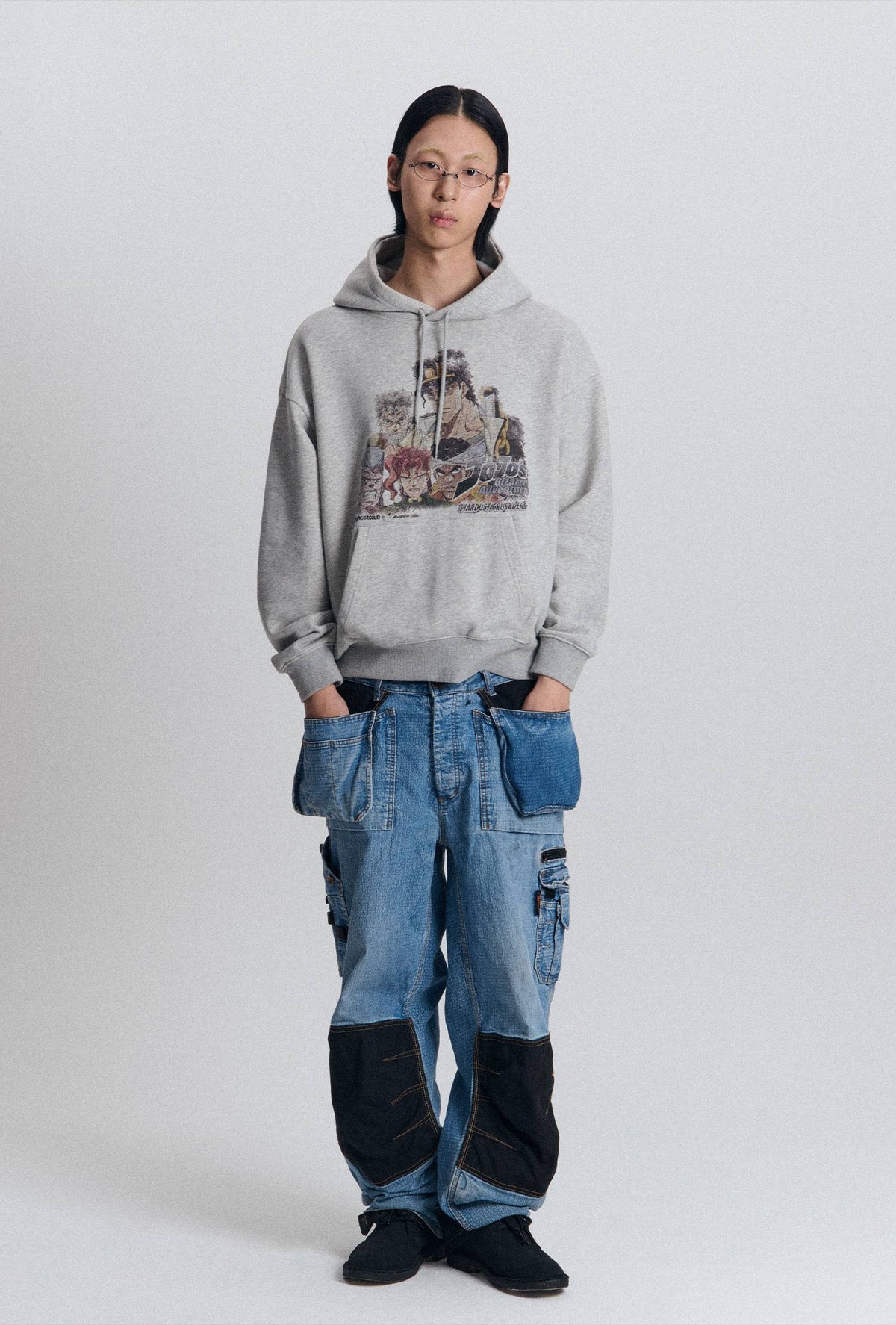 【niceghostclub】jojo's stardust crusaders hoodie [ gray ]