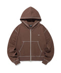 【niceghostclub】STITCHED CROP HOODIE ZIP UP [ brown / blue ]