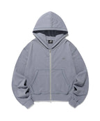 【niceghostclub】STITCHED CROP HOODIE ZIP UP [ brown / blue ]