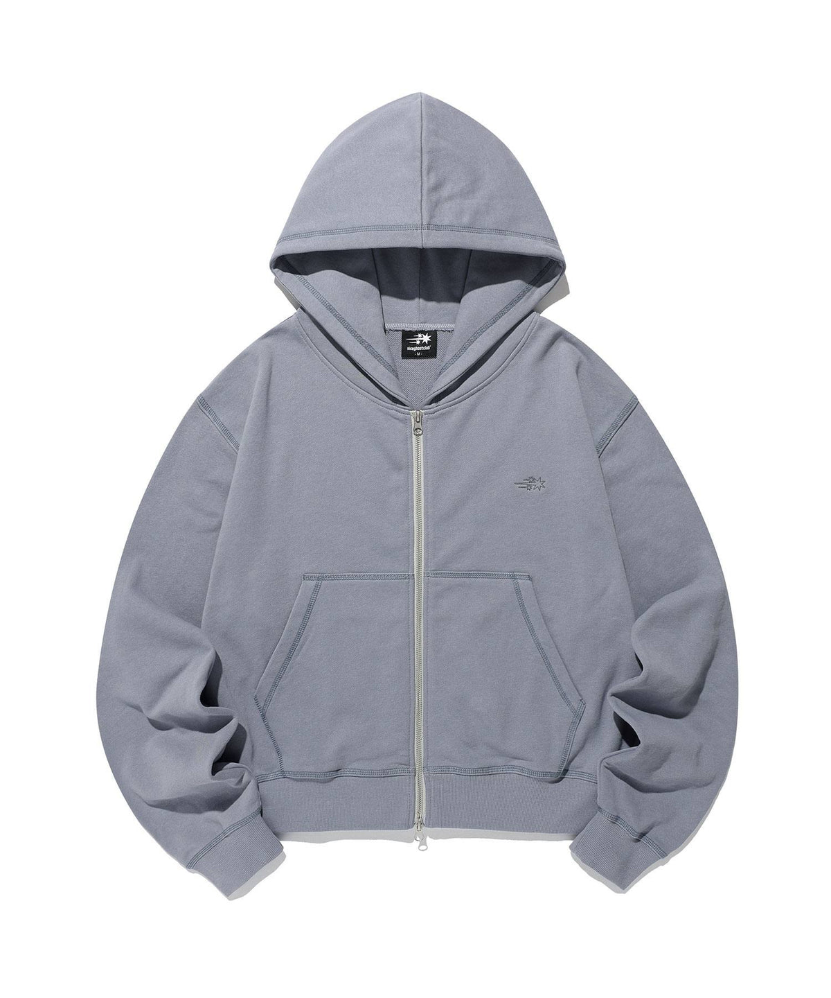 【niceghostclub】STITCHED CROP HOODIE ZIP UP [ brown / blue ]
