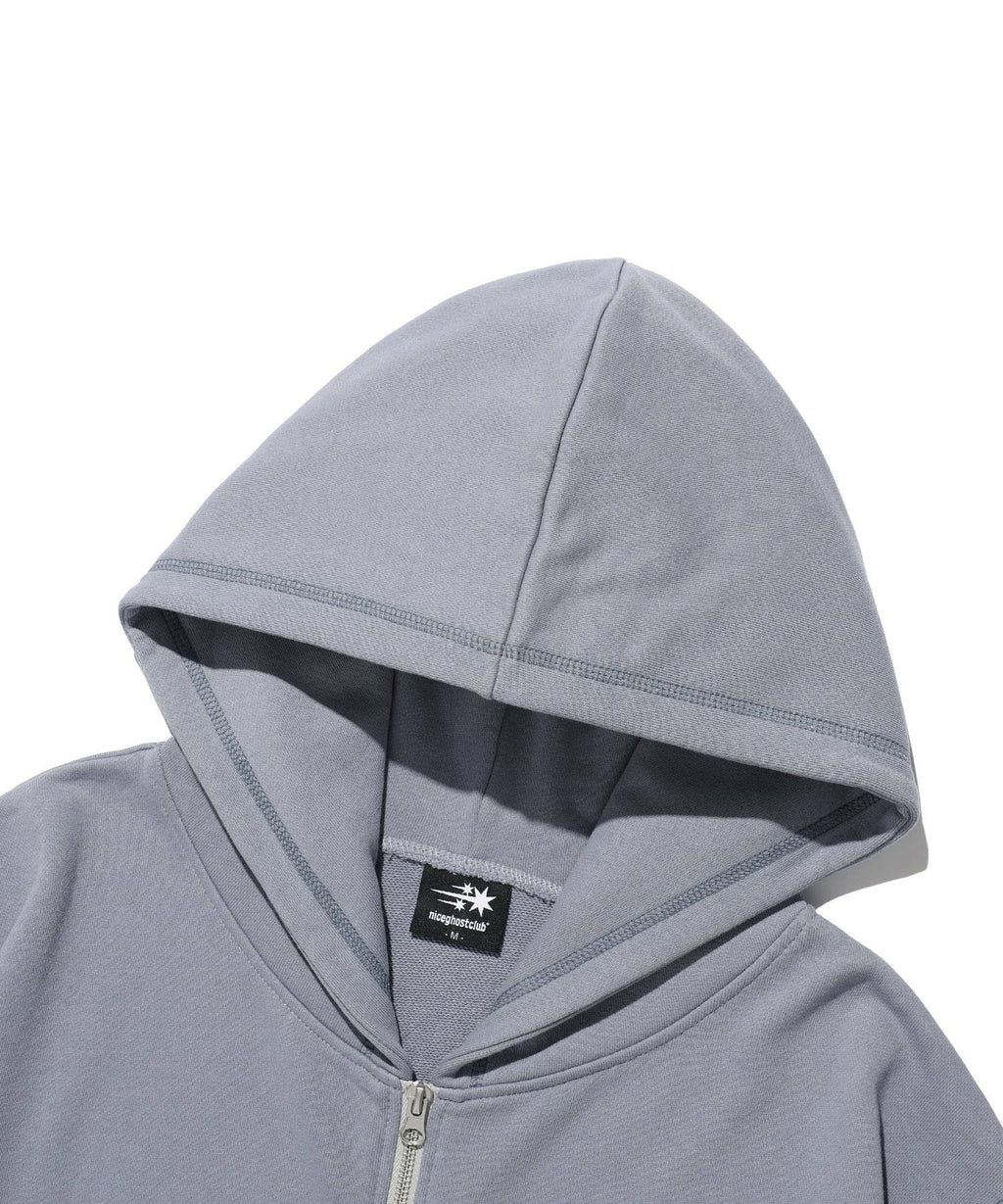 【niceghostclub】STITCHED CROP HOODIE ZIP UP [ brown / blue ]