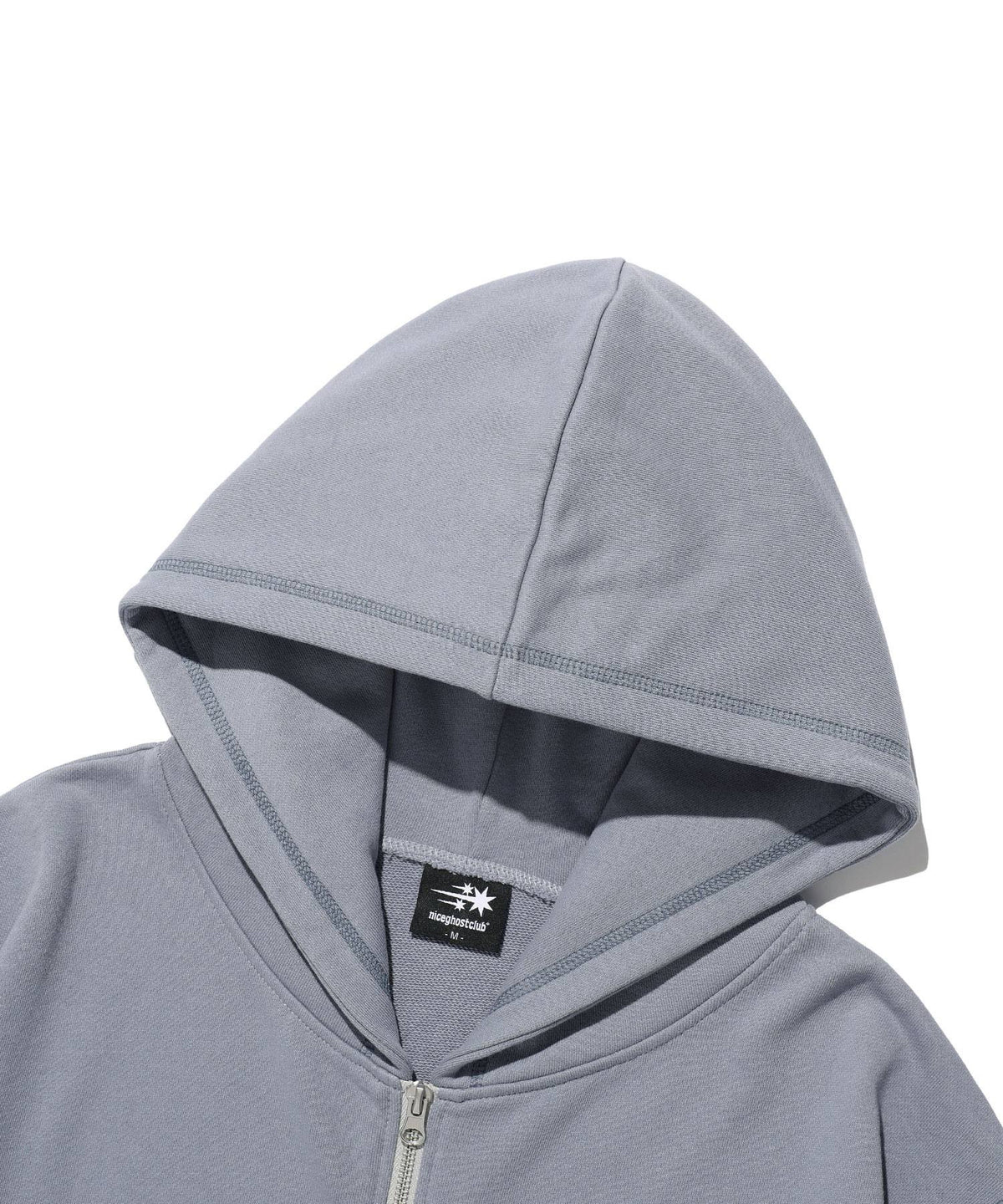 【niceghostclub】STITCHED CROP HOODIE ZIP UP [ brown / blue ]