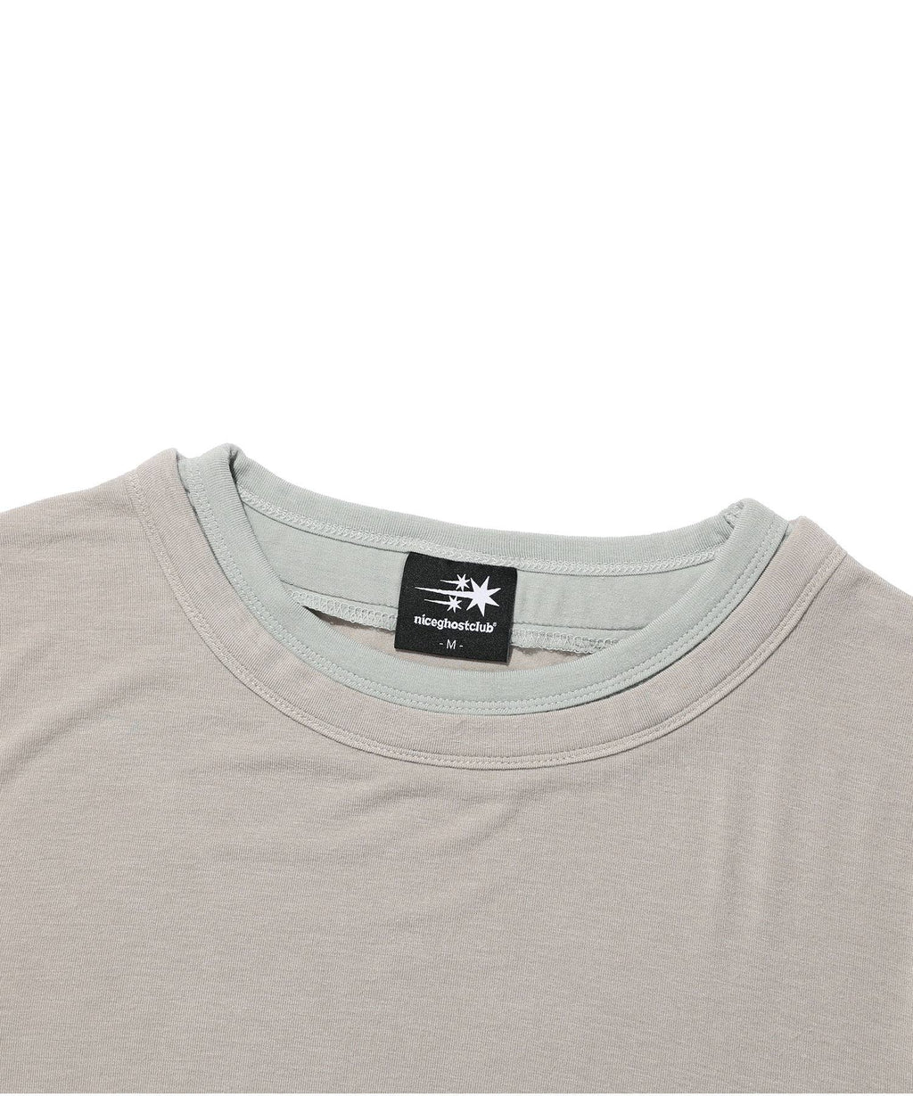 【niceghostclub】tattoo layered ls tee [ grey / beige ]