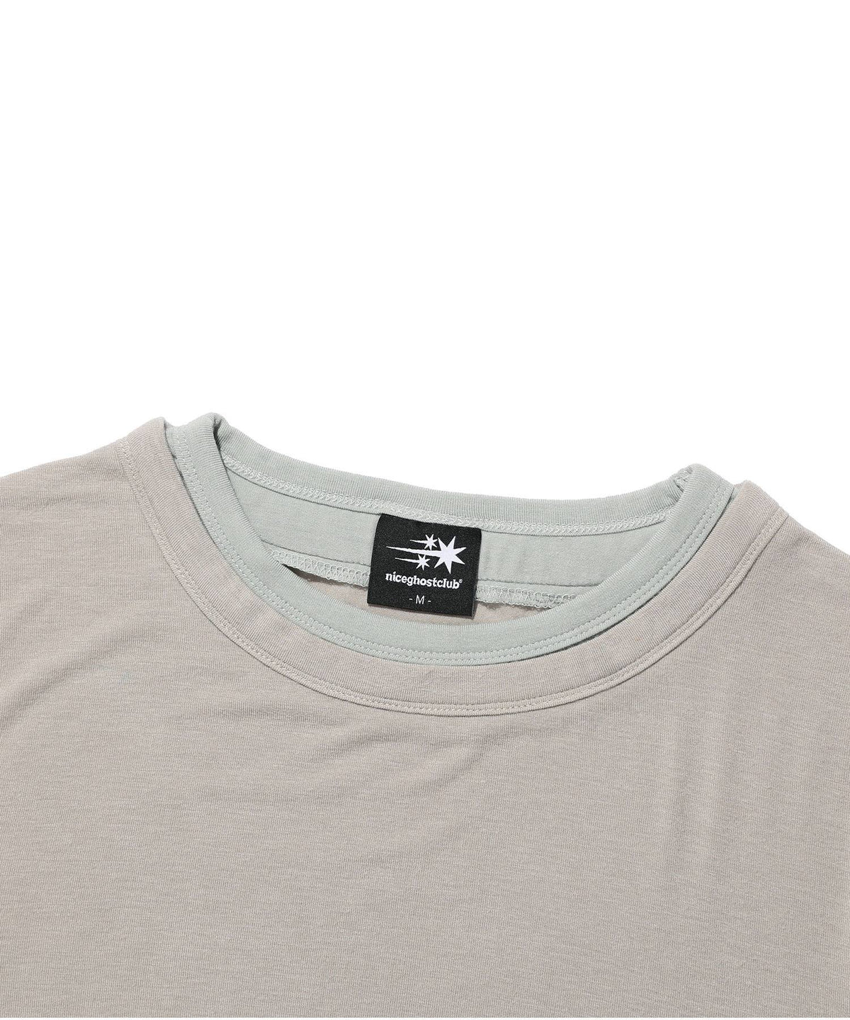 【niceghostclub】tattoo layered ls tee [ grey / beige ]
