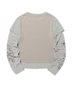 【niceghostclub】tattoo layered ls tee [ grey / beige ]