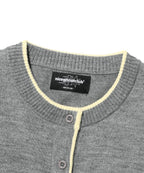 【niceghostclub】trim line cardigan [ grey / purple ]
