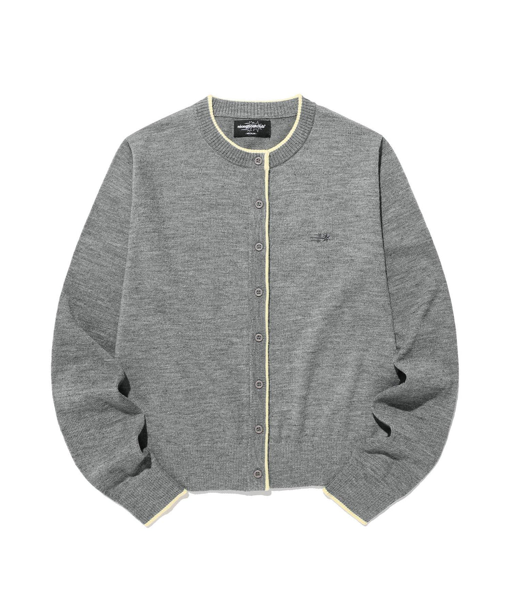 【niceghostclub】trim line cardigan [ grey / purple ]