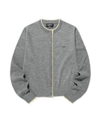 【niceghostclub】trim line cardigan [ grey / purple ]