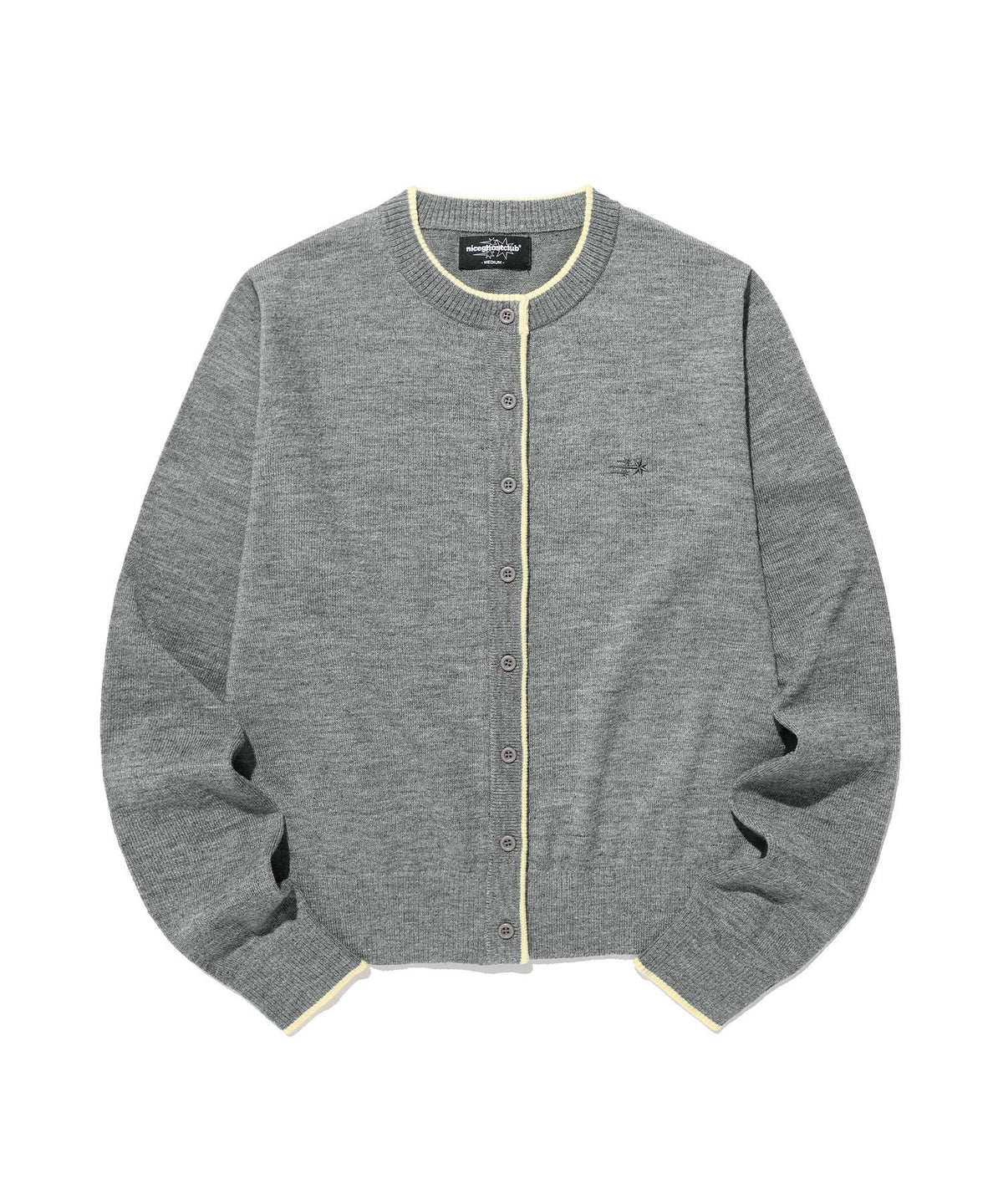 【niceghostclub】trim line cardigan [ grey / purple ]