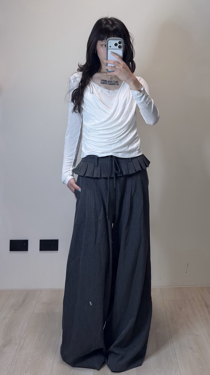 小花瓣直筒西裝寬褲