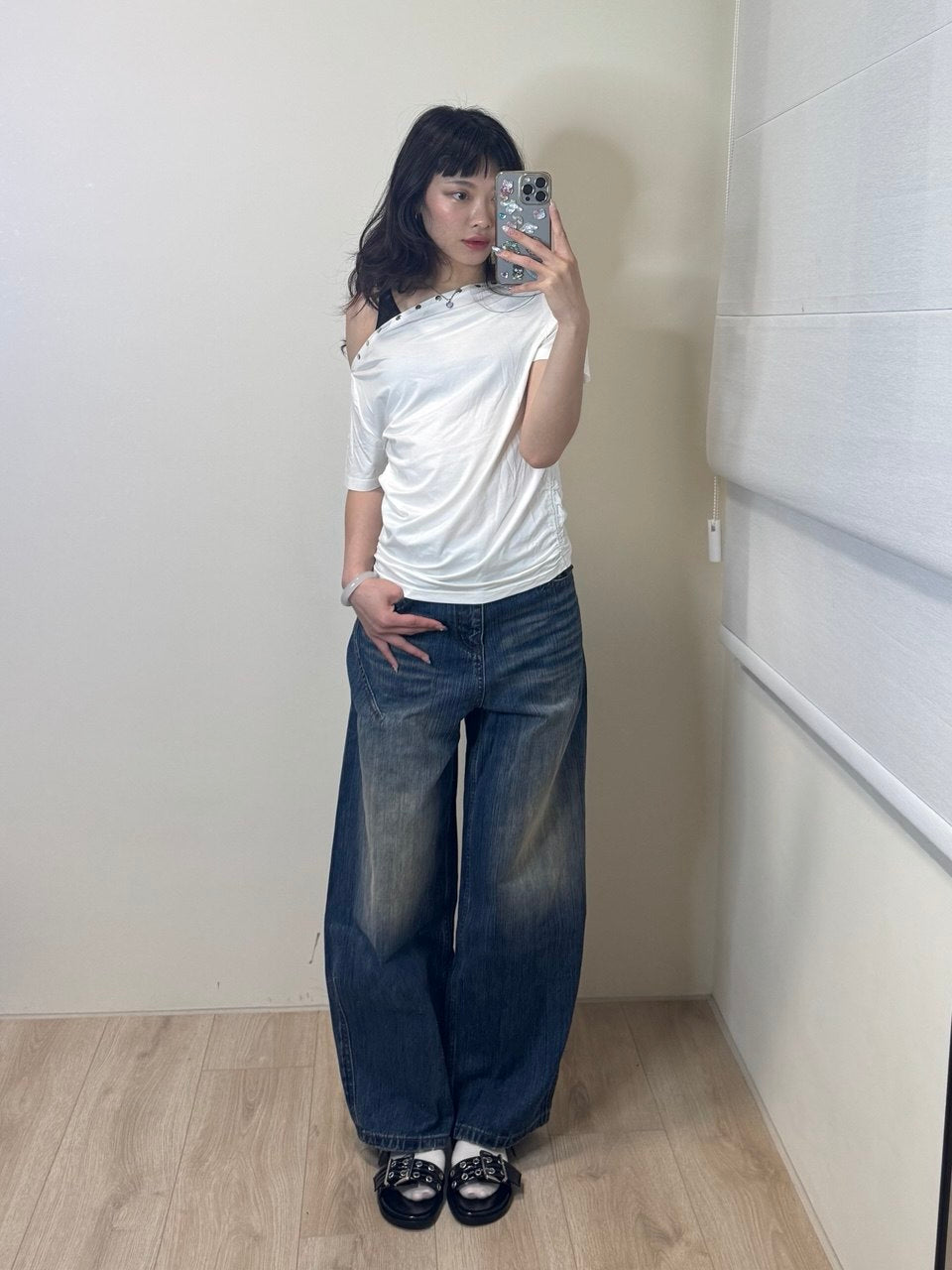 【WWG】 金屬排扣短袖