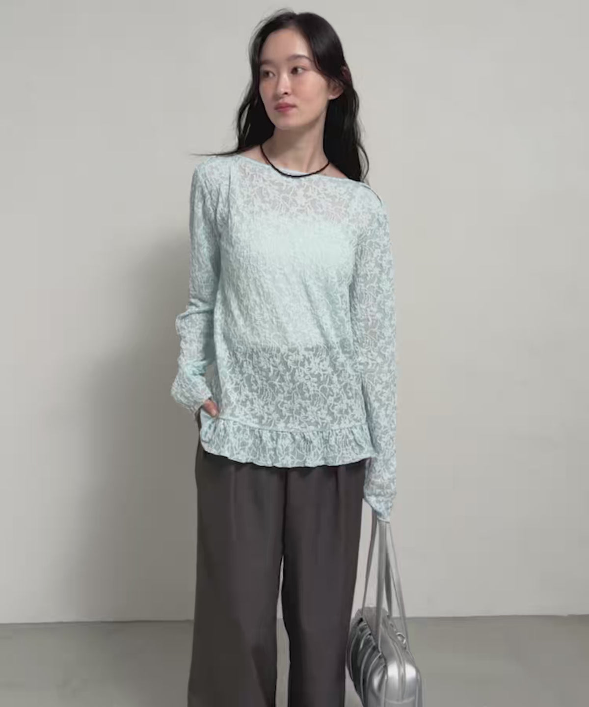 花卉蕾絲船領荷葉邊薄長袖 - 6 colors
