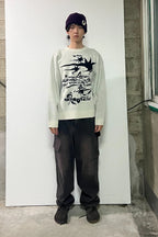 【niceghostclub】TORNADO LOGO KNIT [BLACK / WHITE]